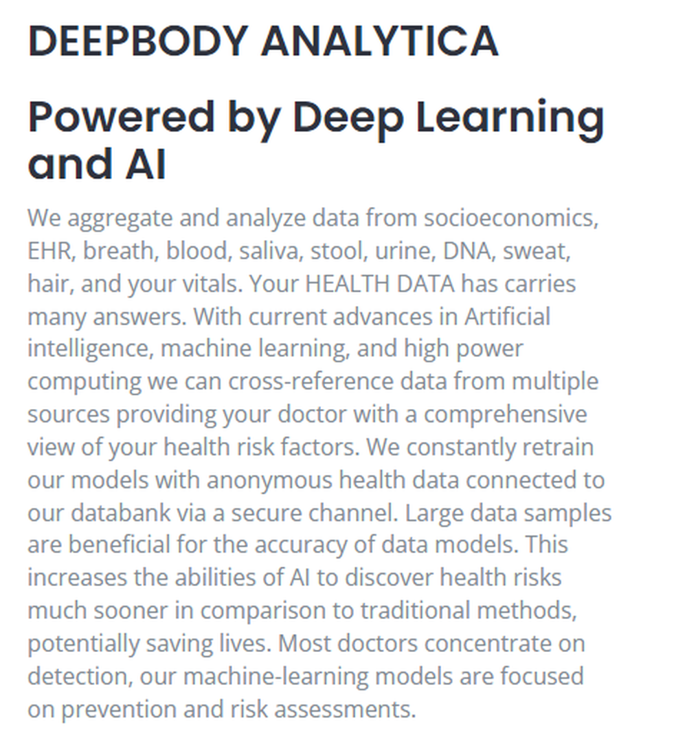 Deepbody Analytica Screenshot 1