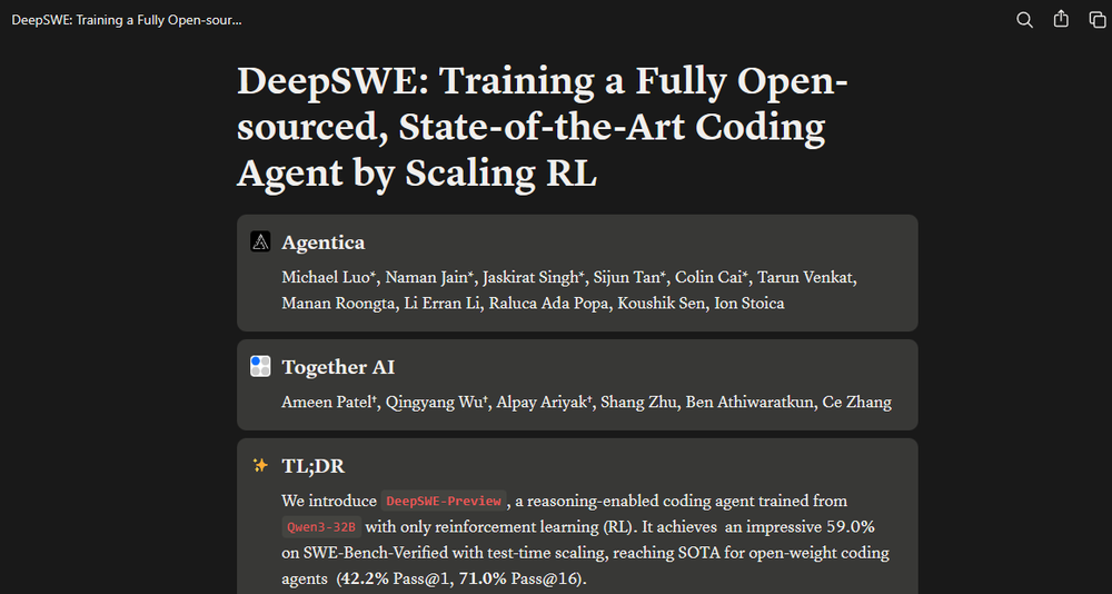 DeepSWE Screenshot 1