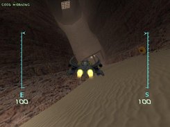 Flying around a canyon level in outside view