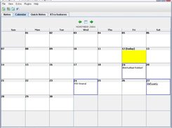 The overview calendar on which every added note can be seen.