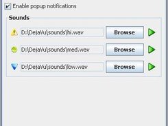 The properties where the sounds for priorities can be edited