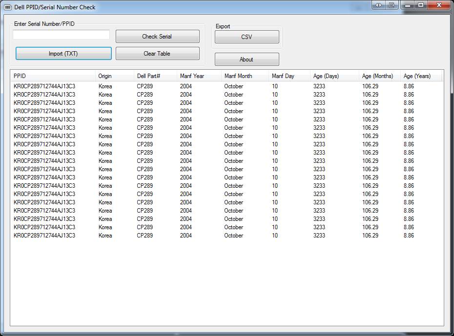 Query Country Of Origin By Serial Number Results