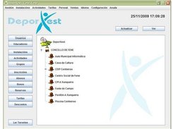 DeporXest's init screen with the facilities tree.