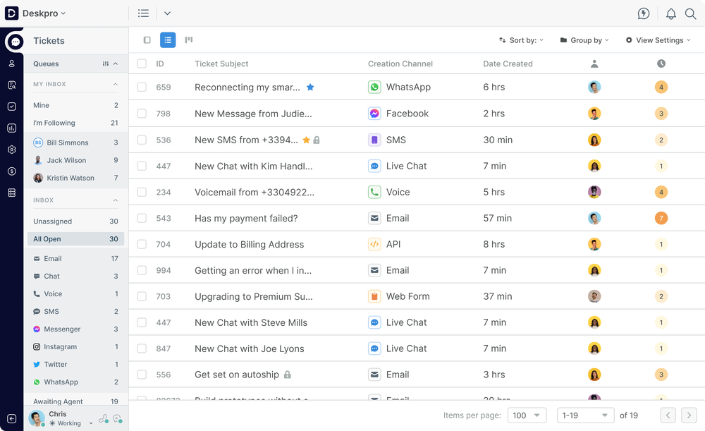 Deskpro Ticketing Interface