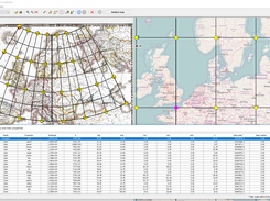Detectproj: the list of determined map projections and the reconstructed graticule of the best-fit candite: Bonne projection, normalaspect