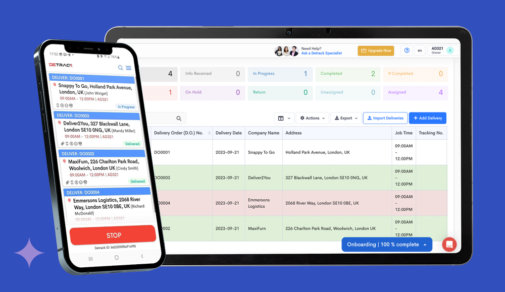Detrack Delivery Software Dashboard