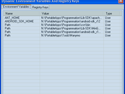 Environment variables tab