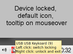 Device locked, default icon, tooltip on mouseover