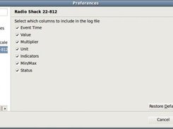 Radio Shack 22-812 logging preferences 