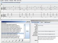 DGuitar with the Score Information and Midi Test windows