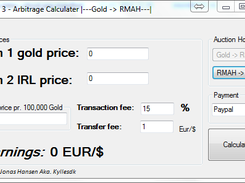 Screenshot of the Diablo 3 Arbitrage Profit Calculator