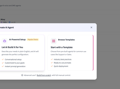 Build a 24/7 AI voice agent in plain English or start from a template.