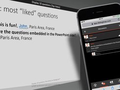 DialogLoop Web app: attendees ask questions and post comments on the phone and they are automatically injected live in the PowerPoint Slide!