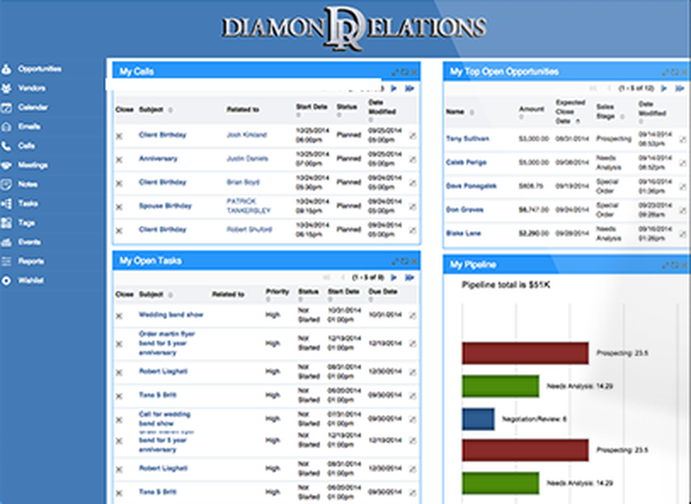 Diamond Relations CRM Screenshot 1