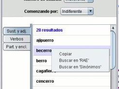 Búsqueda con menú contextual y opciones avanzadas