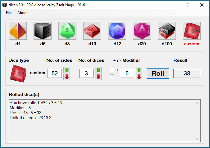 Extreme RPG Dice Roller - IndyM Software