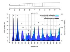 Simulated sound spectrum of a given didgeridoo geometry