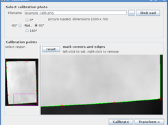Calibration: A photo of a white sheet of paper serves as a reference for the camera distortion and the white balance.