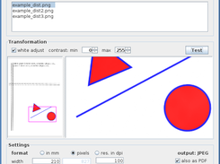 Transformation: The distortion-corrected result is shown and additional transformation parameters can be set.