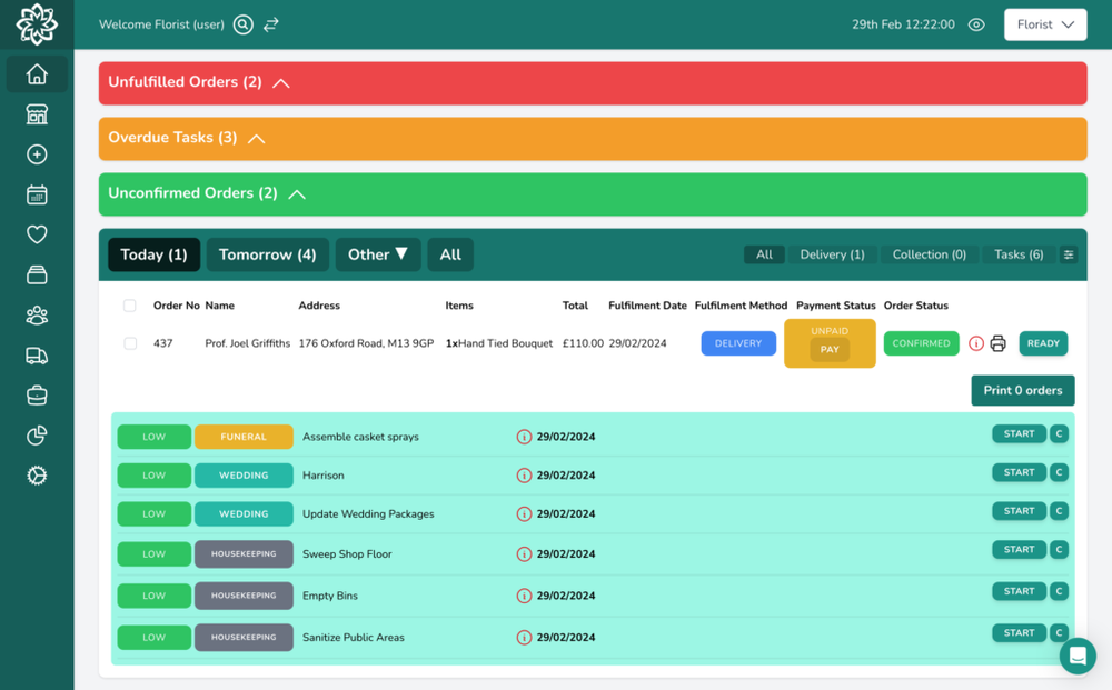 Digital Florists Dashboard