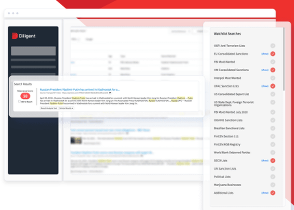 Diligent Risk Intelligence Data Screenshot 1