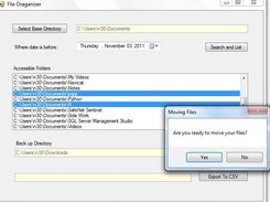 Selecting the directories to be moved