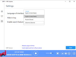 Settings page