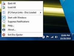 The context menu; shows the name of the loaded disc(s).