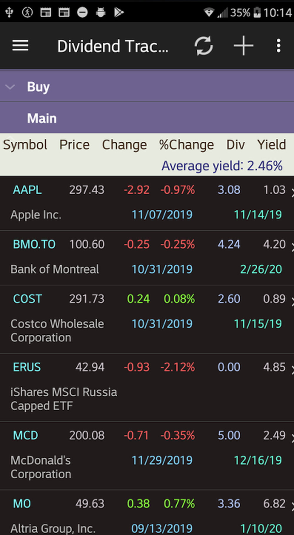 Dividend Tracker Screenshot 1