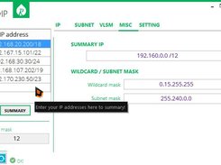 Tab MISC (Summary IP & Wildcard mask)