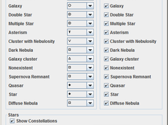 Fully customizable map rendering, including choice of icon, choice of label display, and minimum stellar magnitude