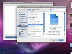 DockThemer 0.3a Open File window, with a .docktheme file.