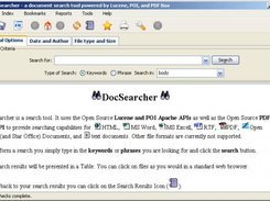 What DocSearcher looks like on startup