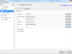 Email report distribution settings