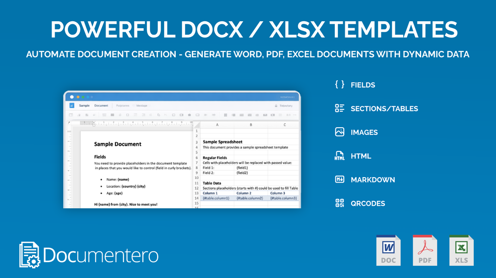 Powerful templates docx/xlsx