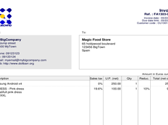 Example of generated PDF invoice