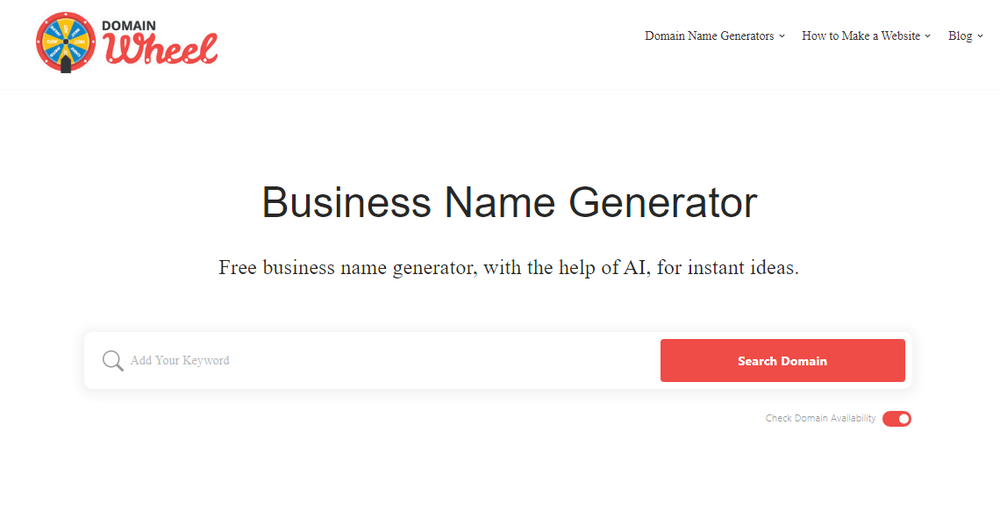 Domain Wheel Business Name Generator Screenshot 1