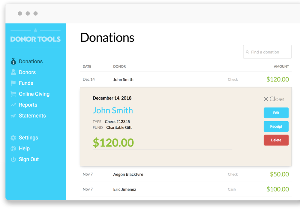 Donor Tools Screenshot 1