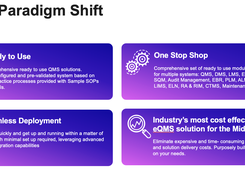 Dot Compliance provides the industry’s first off the shelf QMS solution – ready to deploy from day one, with little to no setup required, while also incorporating industry best practices and standards that address the latest regulatory requirements.