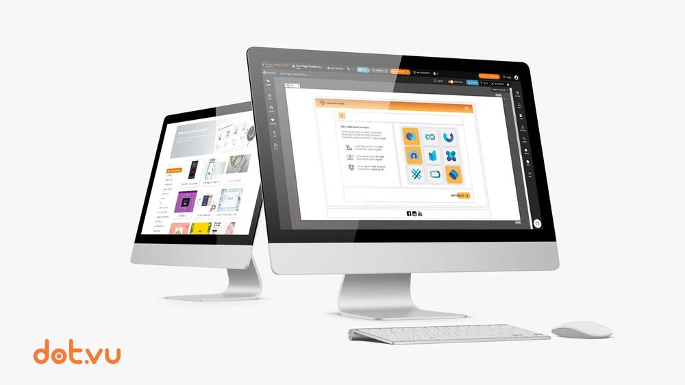 With Dot.vu you can create engaging Interactive Content of any kind. Our Interactive Content Editor offers many different building blocks to help you realize your projects without writing a single line of code. We also take care of hosting, so you can focus on sharing your project with the world – either as a stand-alone landing page or embedded into any environment. 