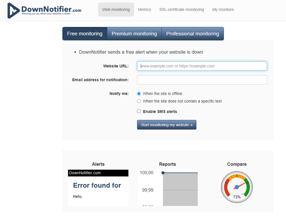 DownNotifier.com Screenshot 1