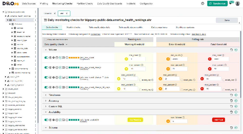 Checks in DQOps can be quickly edited with intuitive user interface