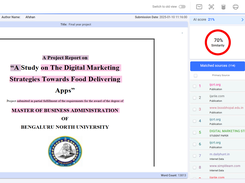 Detailed report highlighting matched sources and similarity percentage.