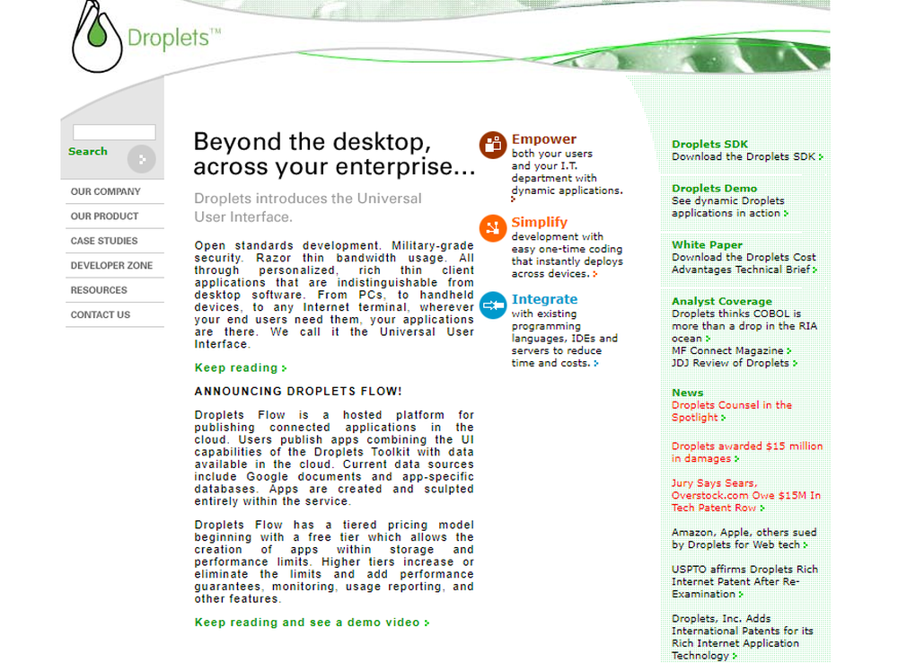 Droplets User Interface Server Screenshot 1