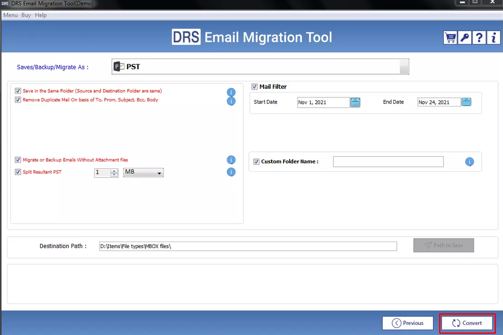 DRS Email Migration Software Screenshot 1