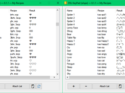 Example of user-defined recipes shown in the “My Recipes” window