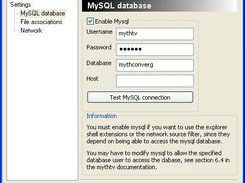 Configuration program with MySQL database settings open