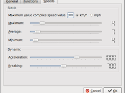 Speed configuration screen