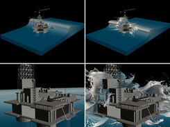 Large Scale Wave Impact Events (3-D Over-topping of Oil Rig Using 1 Billion Particles)