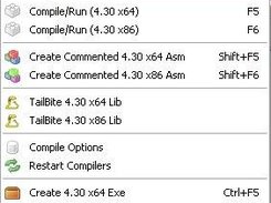 Compile Menu with PB 4.30x64 and PB 4.30x86 loaded